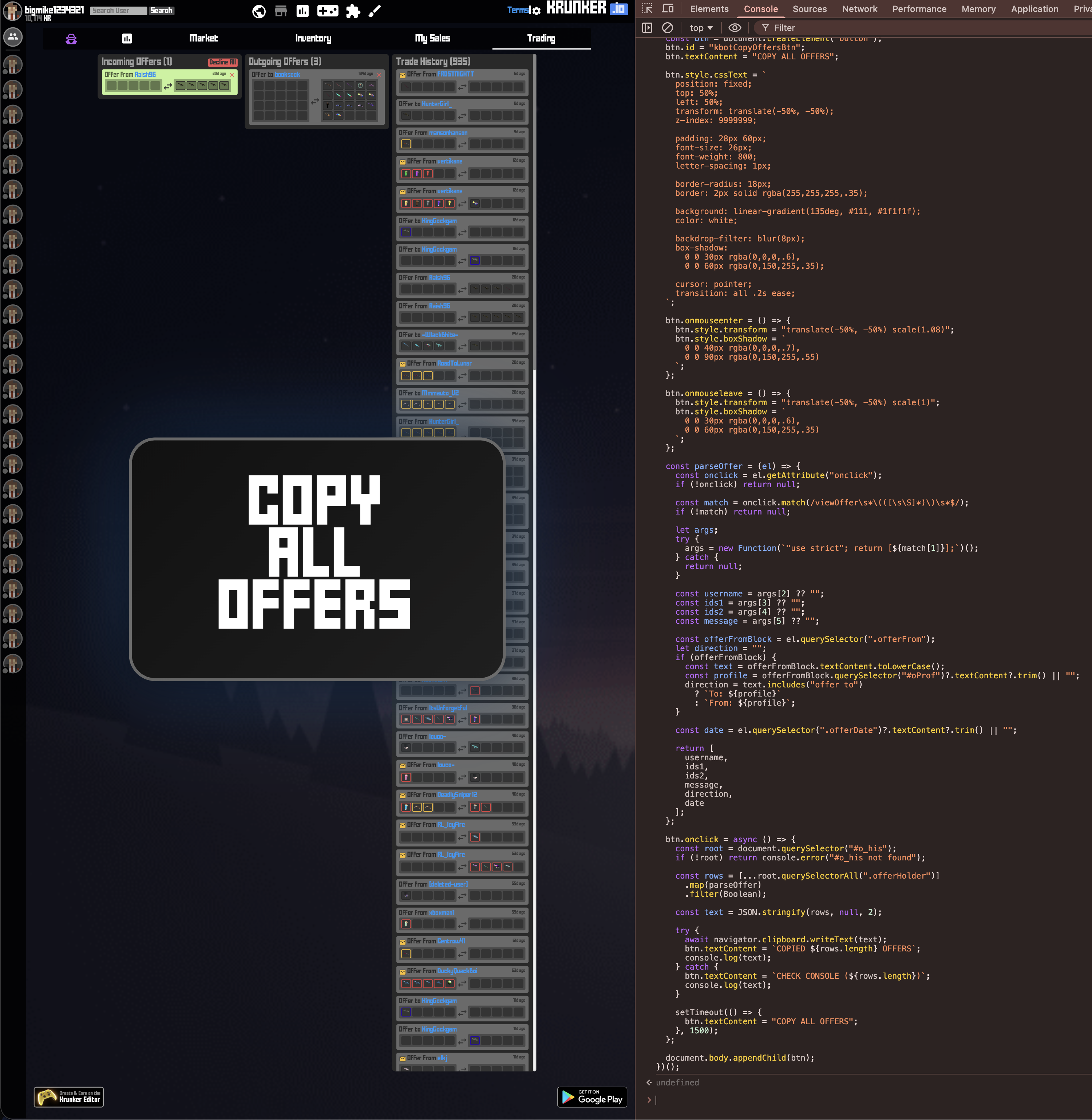 Paste Script into Console